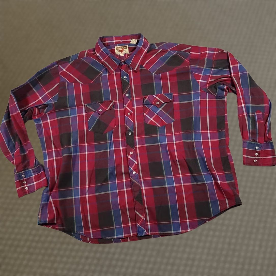 Vintage VINTAGE Western Pearl Snap Shirt Mens 3X Big Cowboy Plaid Youngbloods Rodeo Shirt Size US XXL / EU 58 / 5 - 1 Thumbnail