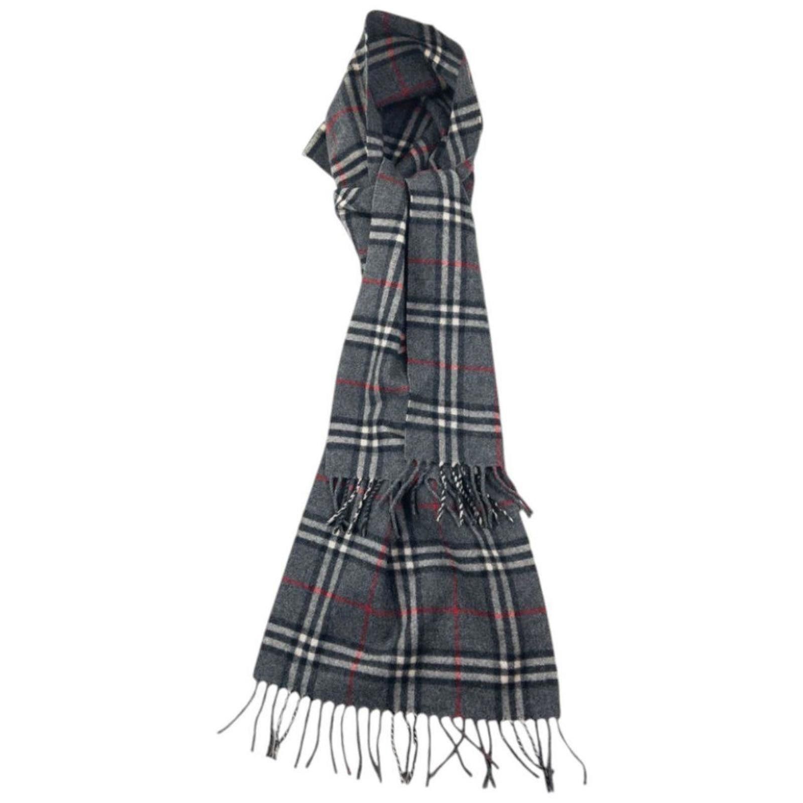 Vintage Burberry Nova Check Lambswool Tassel Scarf