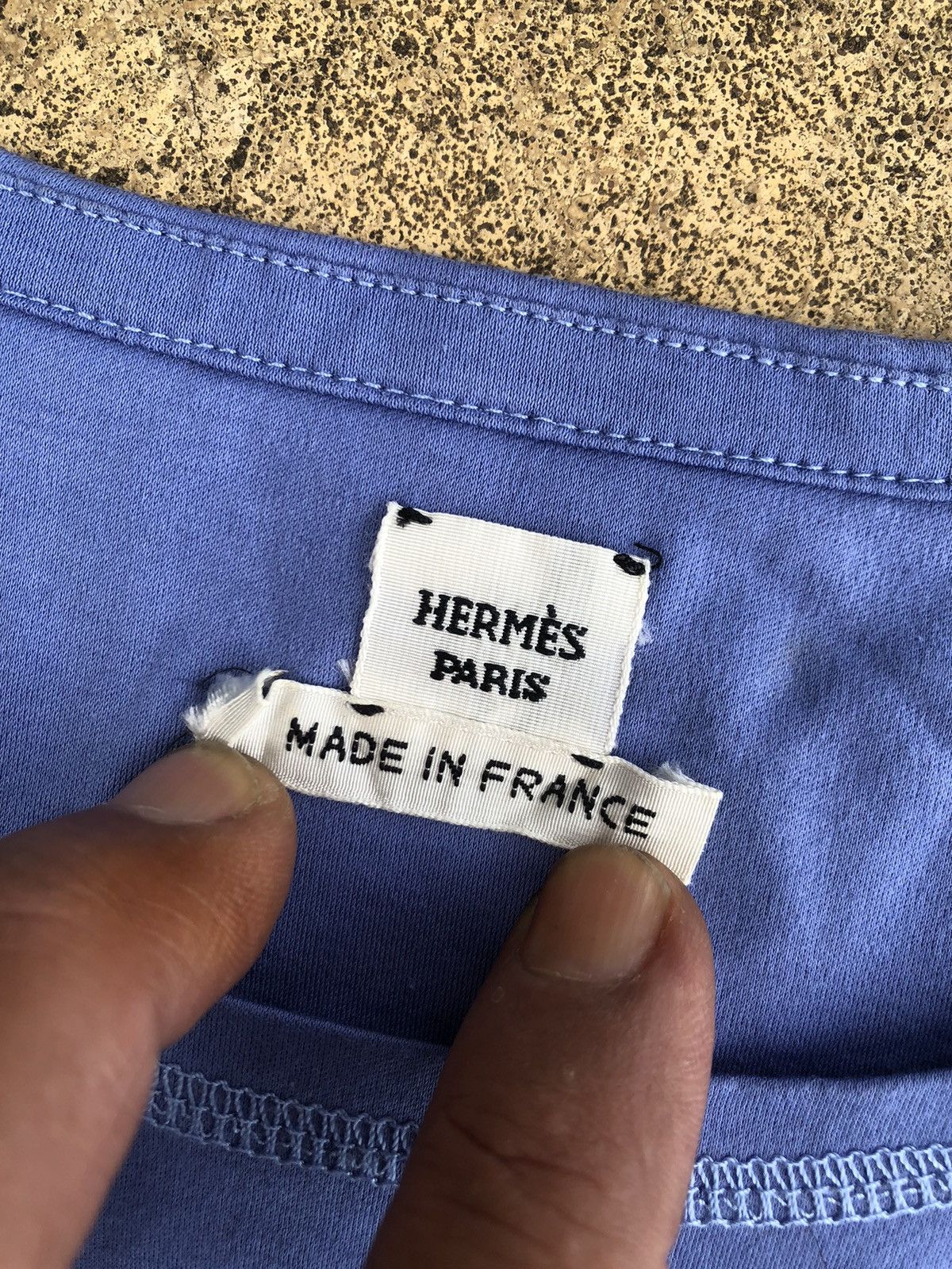 Designer × Hermes × Vintage Hermes blue embroidered pocket micro t-shirt Size M / US 6-8 / IT 42-44 - 4 Thumbnail