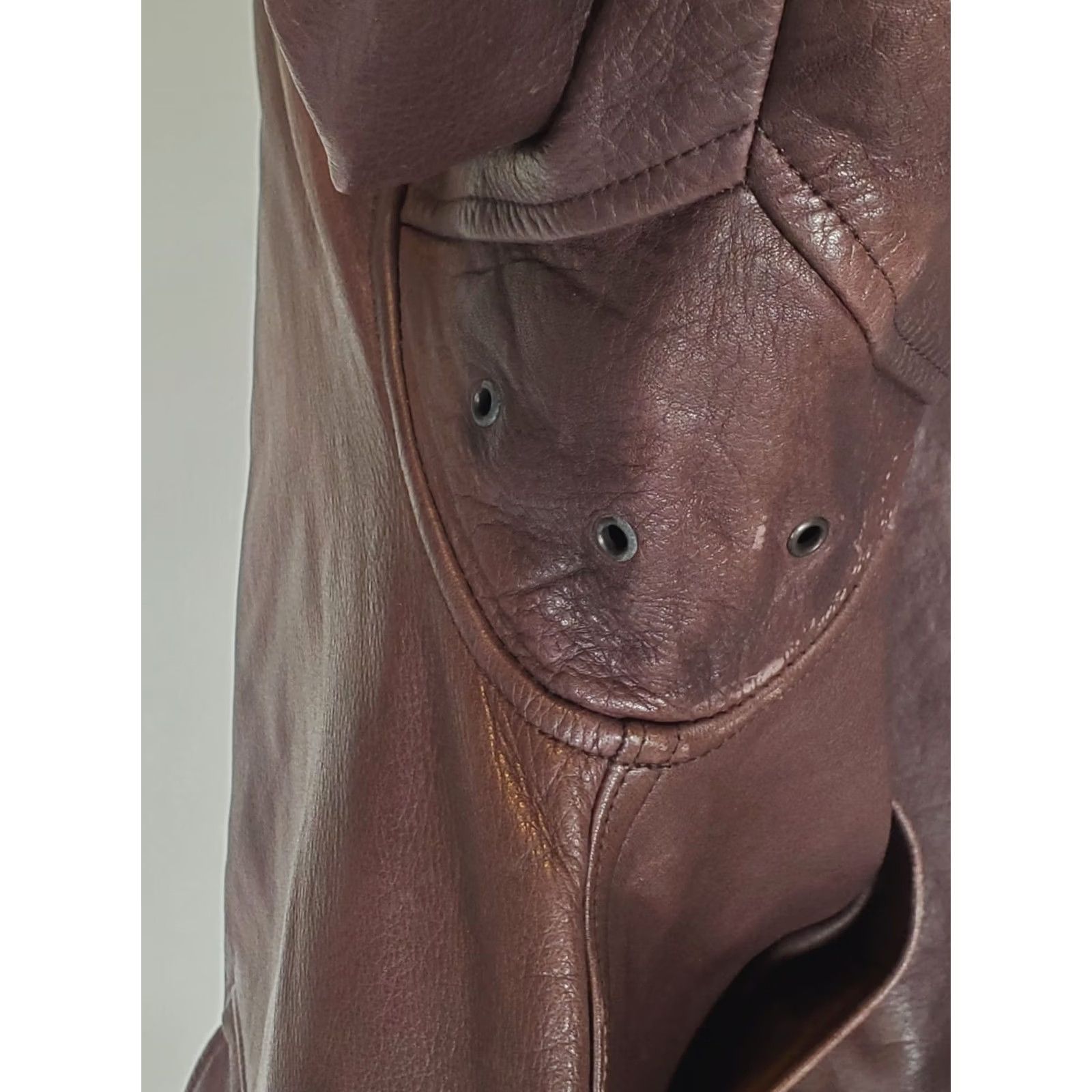 Vintage VINTAGE Alan Flusser Brown Leather Bomber Motorcycle Jacket Elastic Hem Mens 42 Size US XS / EU 42 / 0 - 5 Thumbnail