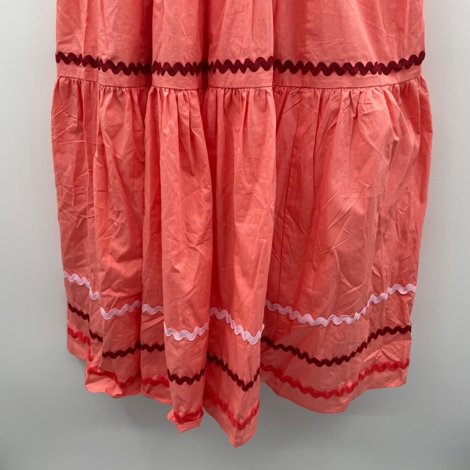 Anthropologie Anthropologie Helena Square Neck Tiered Coral Midi Dress Size S / US 4 / IT 40 - 5 Thumbnail