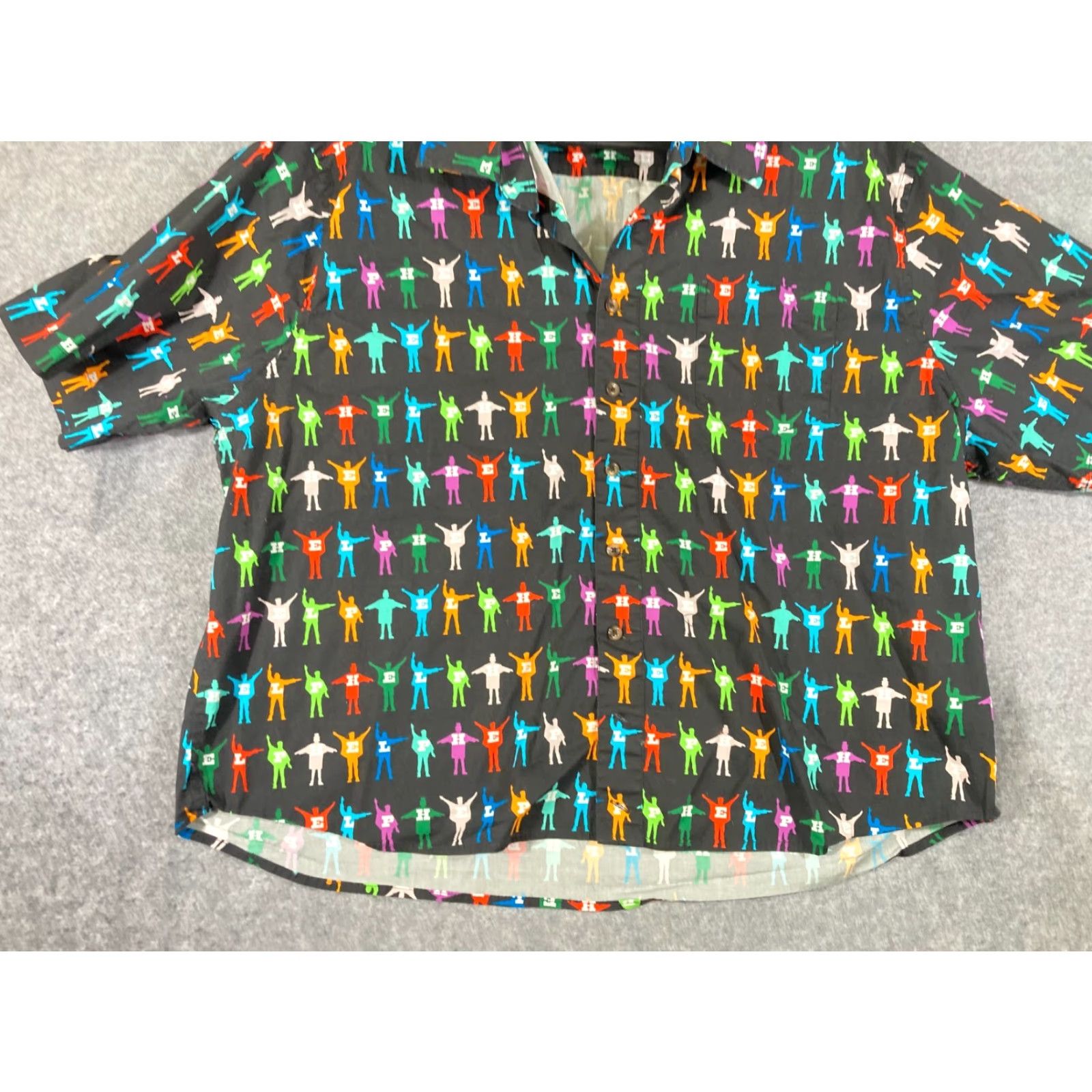 Vintage Section 119 Beatles Help Shirt Womens 3XL Black Graphic Rock & Roll Music Band Button Front Short Sleeve Size XXL / US 16-18 / IT 52-54 - 4 Thumbnail