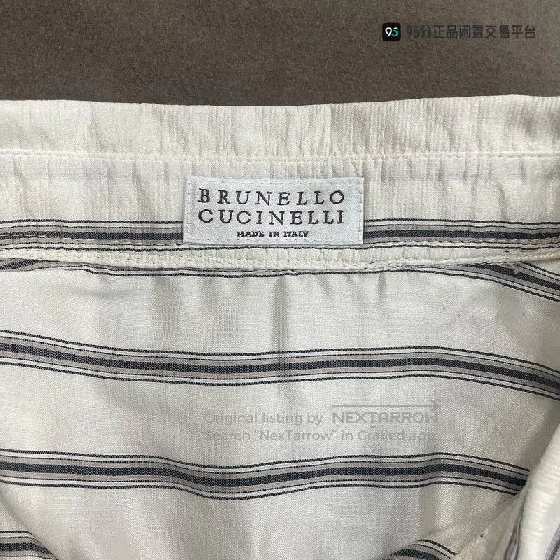 Brunello Cucinelli Brunello Cucinelli Striped Beaded Long Shirt. Size US L / EU 52-54 / 3 - 1 Thumbnail