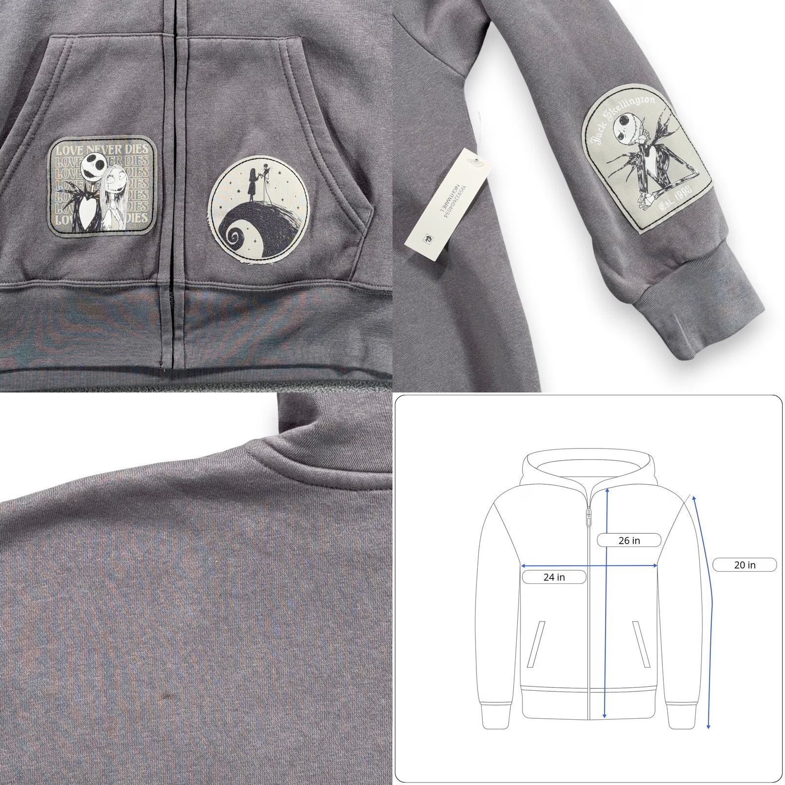 Disney Disney Nightmare Before Christmas Sweater Womens LARGE Gray Hoodie Jack Sally Size M / US 6-8 / IT 42-44 - 8 Thumbnail