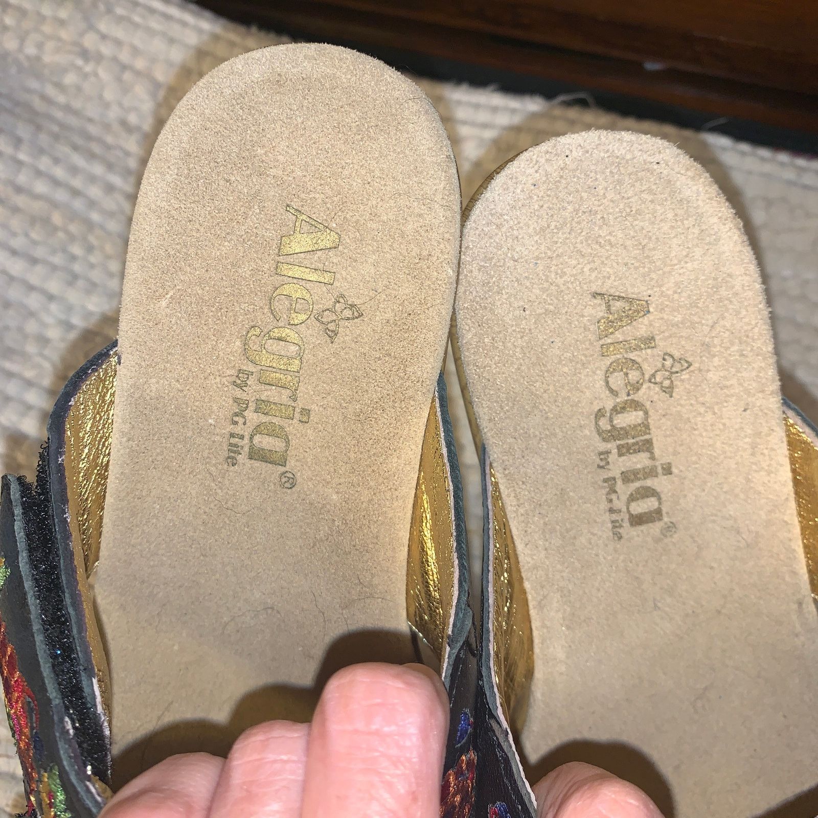 Other NEW ALEGRIA NAVY FLORAL EMBROIDERED LEATHER SANDALS CLOGS 38 Size US 8 / IT 38 - 6 Thumbnail