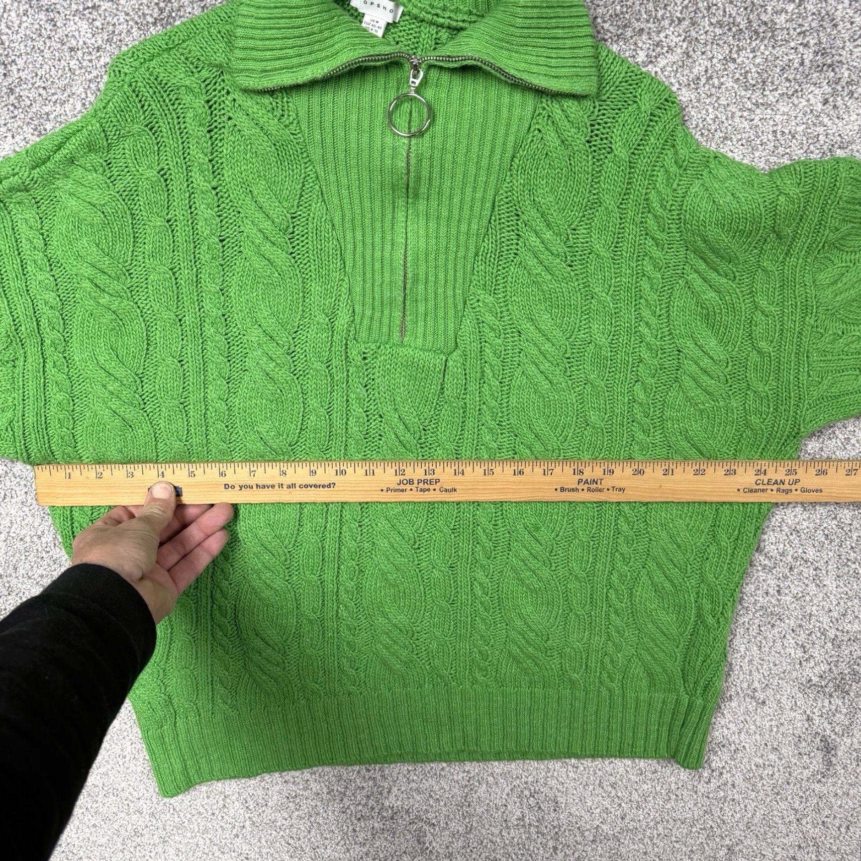 Topshop VINTAGE Topshop Green Cable Knit Quarter Zip Sweater S Ring Pull Chunky Pullover Cozy Womens Small Size S Size S / US 4 / IT 40 - 4 Thumbnail