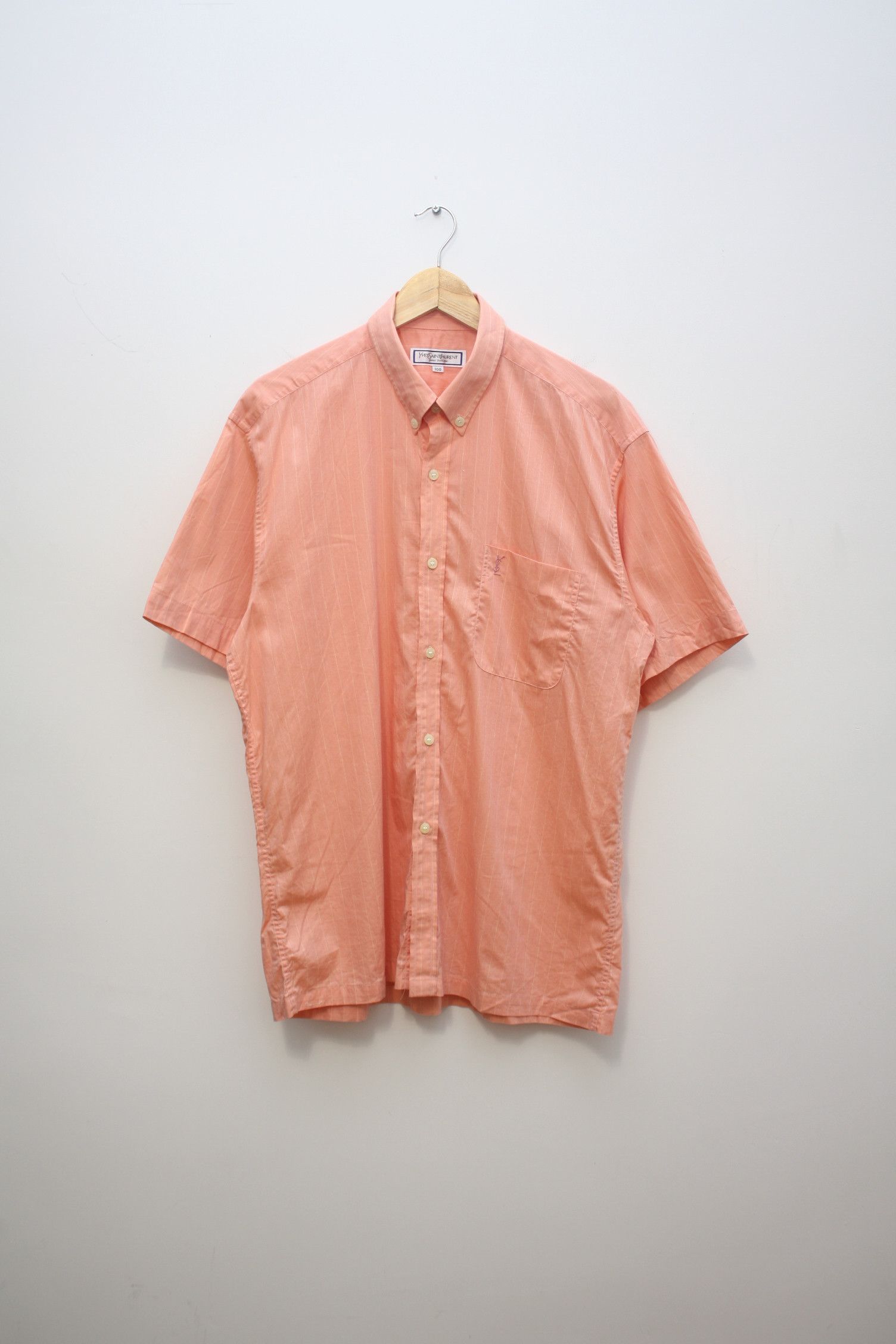Yves Saint Laurent Yves Saint Laurent Vintage Short Sleeve Peachy Shirt Size US L / EU 52-54 / 3 - 2 Thumbnail