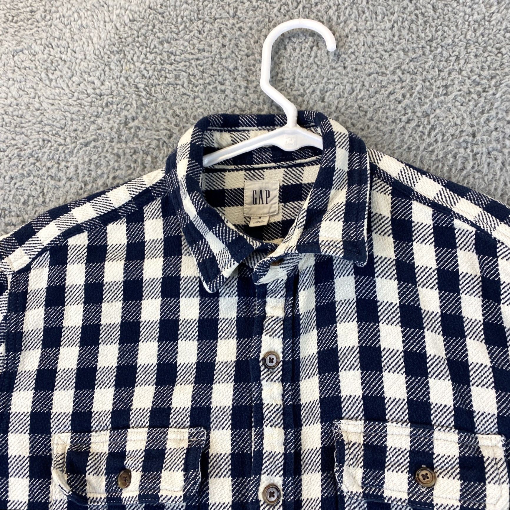 Gap VINTAGE Gap Mens Heavy Cotton Shirt M White Black Checked Long Sleeve Button-Up 90s Mens Size US M / EU 48-50 / 2 - 3 Thumbnail