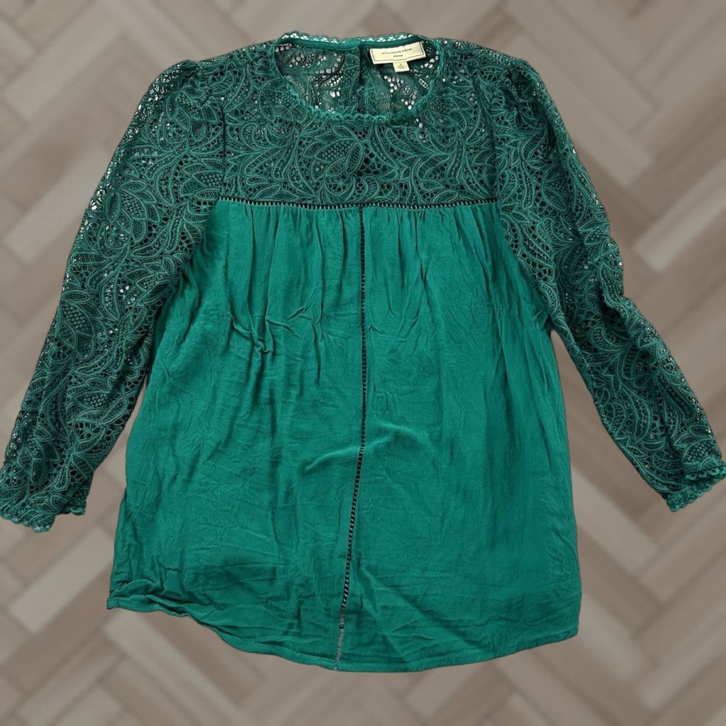 Soeur Moulinette Soeurs 3/4 Sleeve Lace Top Women's 0 Green Shirt Adult Womens Size 0 Green Lace Button-Up Size XS / US 0-2 / IT 36-38 - 1 Thumbnail