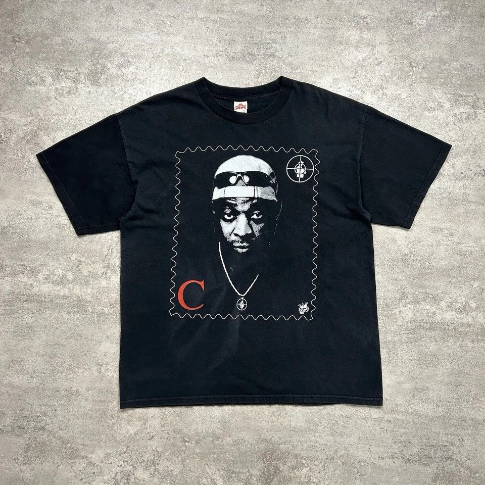 PUBLIC ENERMY CHUCK D STAMP T-SHIRT SIZE XL FADE BLACK