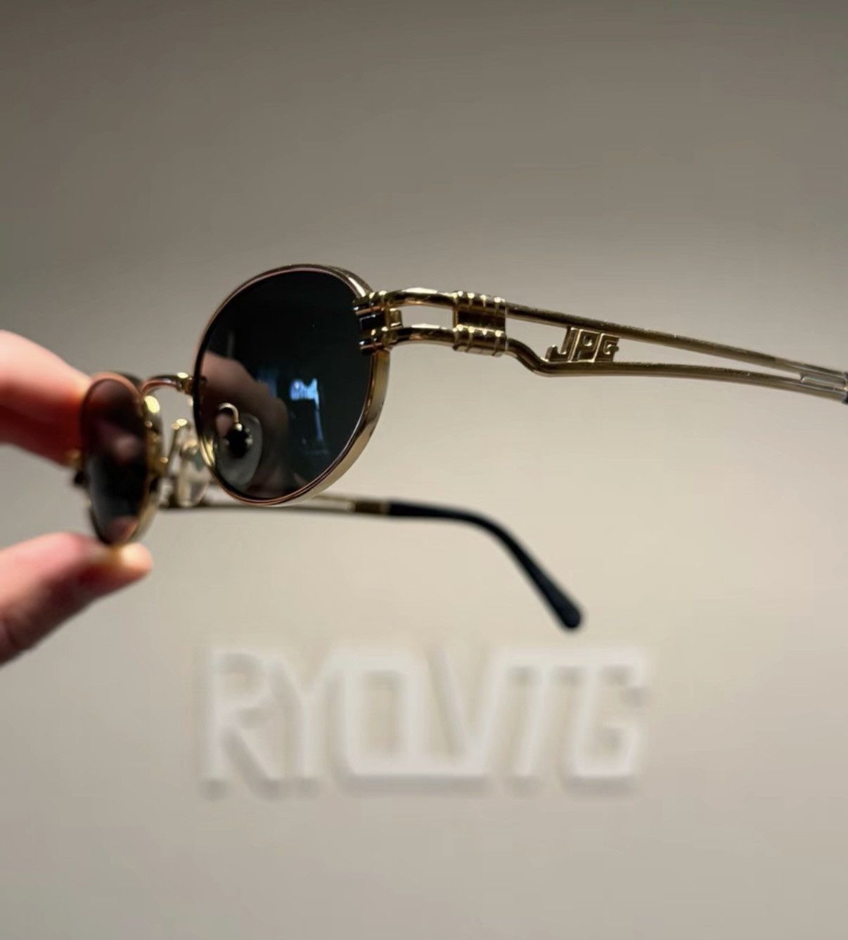 Jean Paul Gaultier Jean Paul Gaultier Wire Temple Oval Sunglasses K24 Size ONE SIZE - 3 Thumbnail