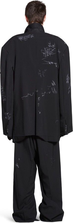 Balenciaga o1mt1gz0325 Graffiti Skater Tailored Jacket in Black Size US S / EU 44-46 / 1 - 5 Thumbnail