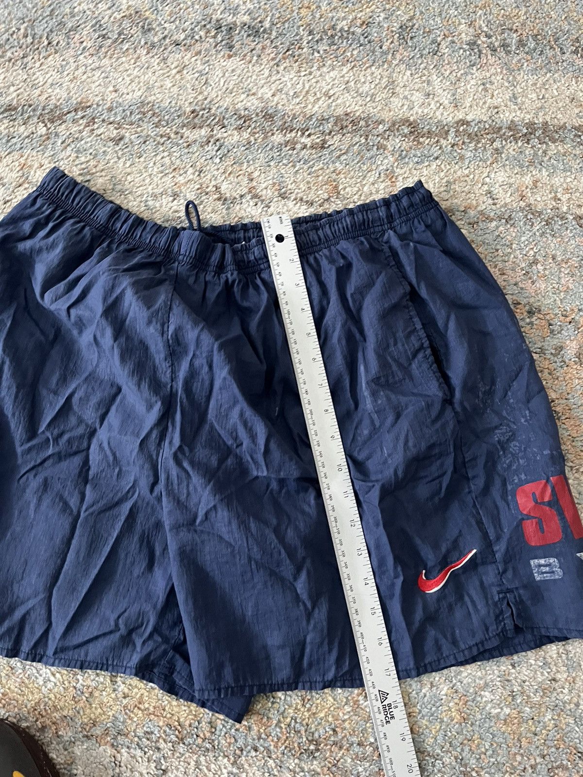 Nike × Vintage VTG Nike Drill Swishy Shorts sz L RARE Swoops Size US 32 / EU 48 - 11 Thumbnail
