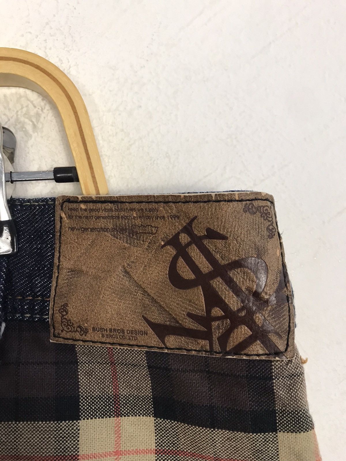 Japanese Brand New Generation Style Keyes Plaid Check Printed Denim Jean Size US 36 / EU 52 - 8 Thumbnail