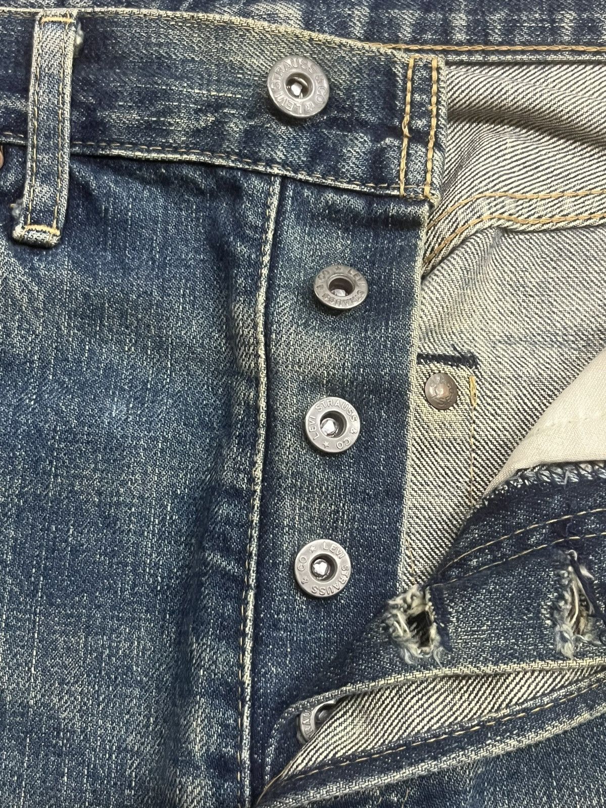 Levi's Levi’s 503BXX Big E Blue Mud Washed Distressed Selvedge Jean Size US 29 - 6 Thumbnail