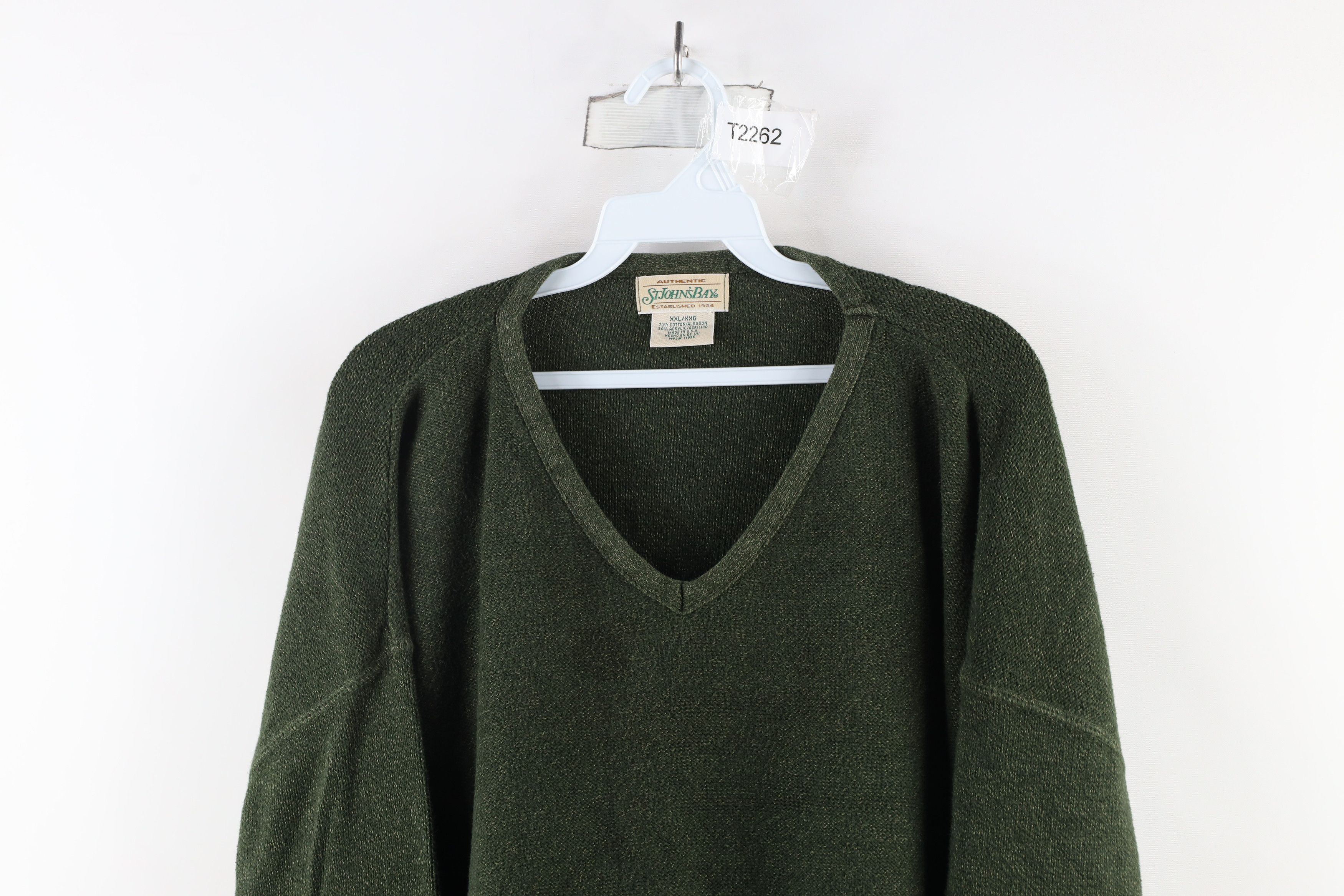 Vintage Vintage 90s Streetwear Boxy Fit Marled Knit Sweater Green Size US XXL / EU 58 / 5 - 2 Thumbnail