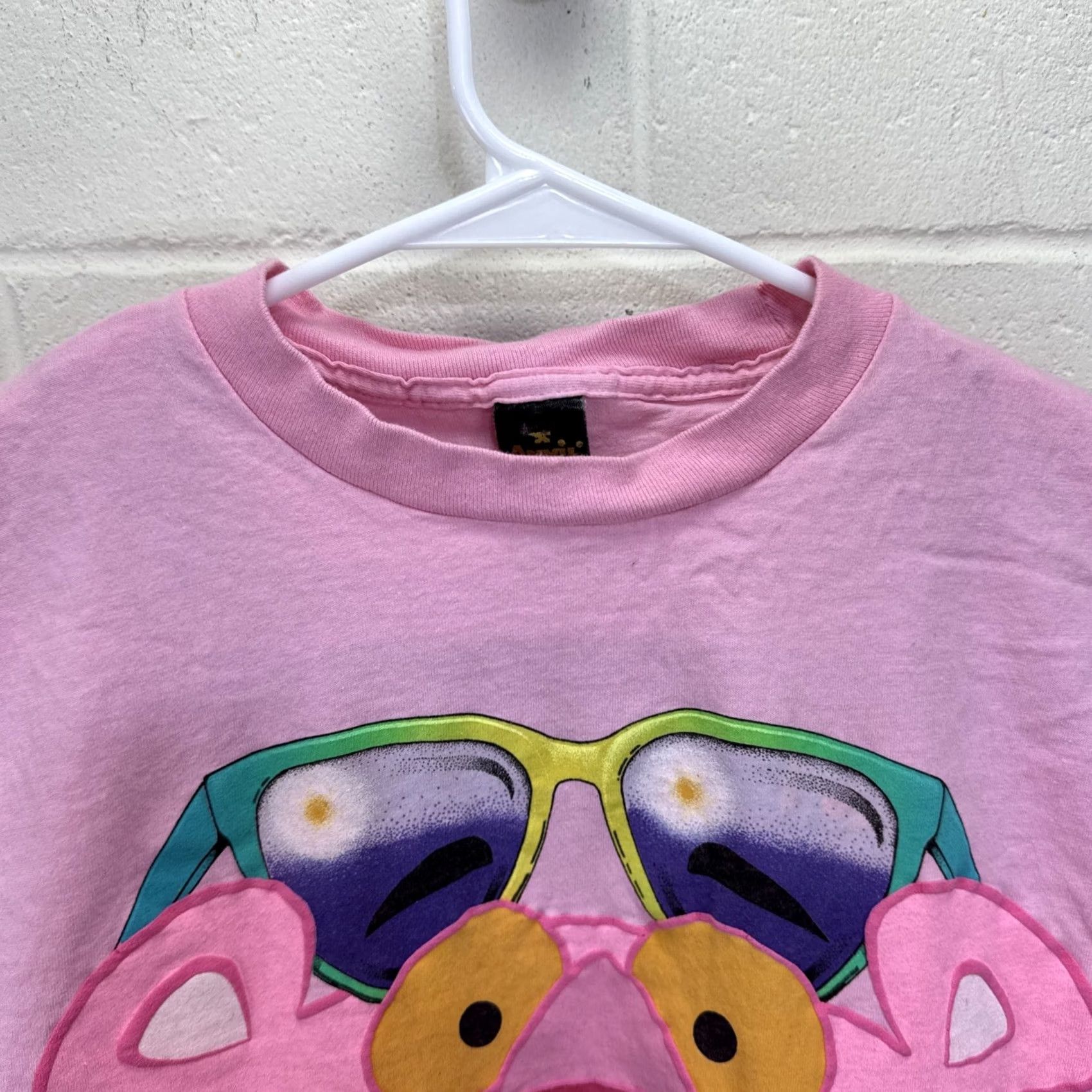 Anvil VINTAGE Pink Panther T Shirt 80s 1988 Anvil Knit Cotton Crew Neck Short Sleeve Large Pink Unisex Adults Size US L / EU 52-54 / 3 - 5 Thumbnail