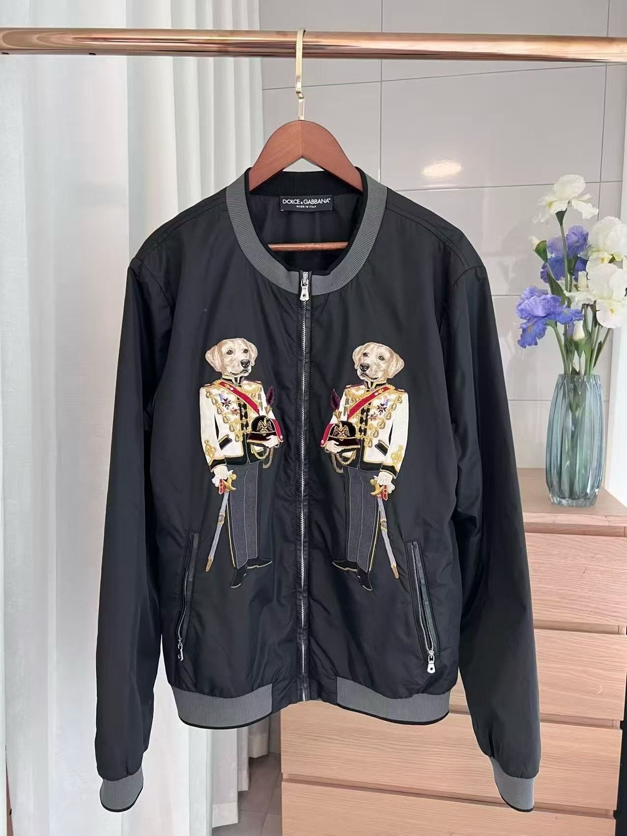Dolce & Gabbana Dolce&Gabbana Black Embroidered Cotton Jacket Size US M / EU 48-50 / 2 - 1 Thumbnail