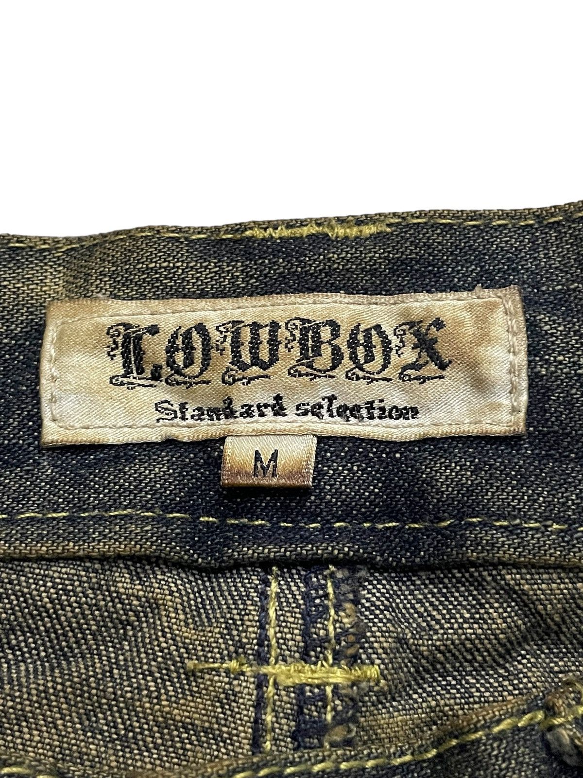 If Six Was Nine × LOWBOX × Le Grande Bleu (L.G.B.) Lowbox Japan Asymmetrical Mud Wash Flared Frayed Cargo Jeans Size US 30 / EU 46 - 19 Thumbnail