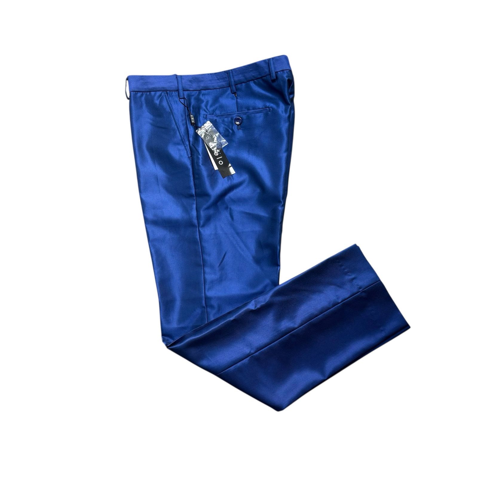 Other NWT Mens 34 Navy Sheen Ultra Slim Fit Flat Front Dress Pants Size US 34 / EU 50 - 2 Thumbnail