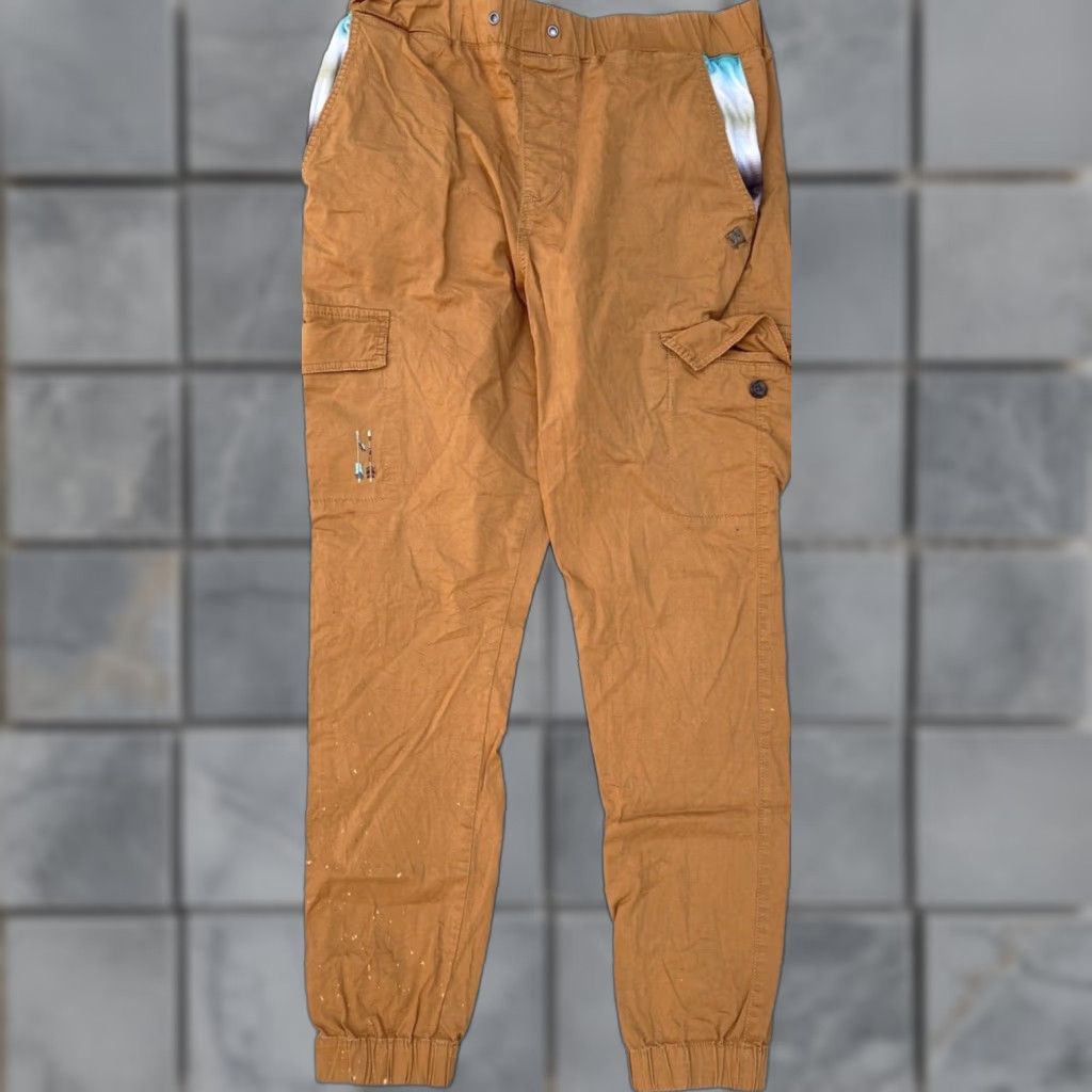 Arrow Men's LRG Chino Joggers Yellow Solid 36 Cargo Cotton Arrow Embroidered STAINED Size US 36 / EU 52 - 1 Thumbnail