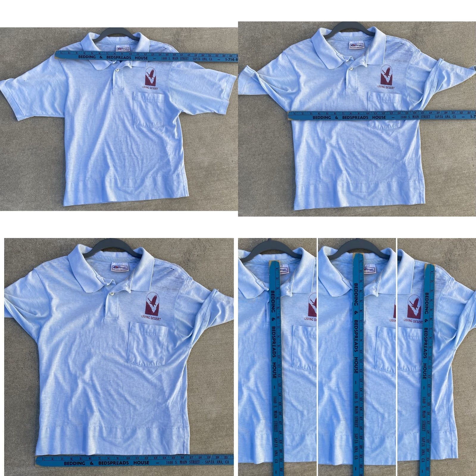 Hanes VINTAGE Hanes Pocket Polo Shirt Short Sleeve Blue 1980s Size M Distressed Thrashed Unisex Mens Womens Boys Girls Size US M / EU 48-50 / 2 - 11 Thumbnail