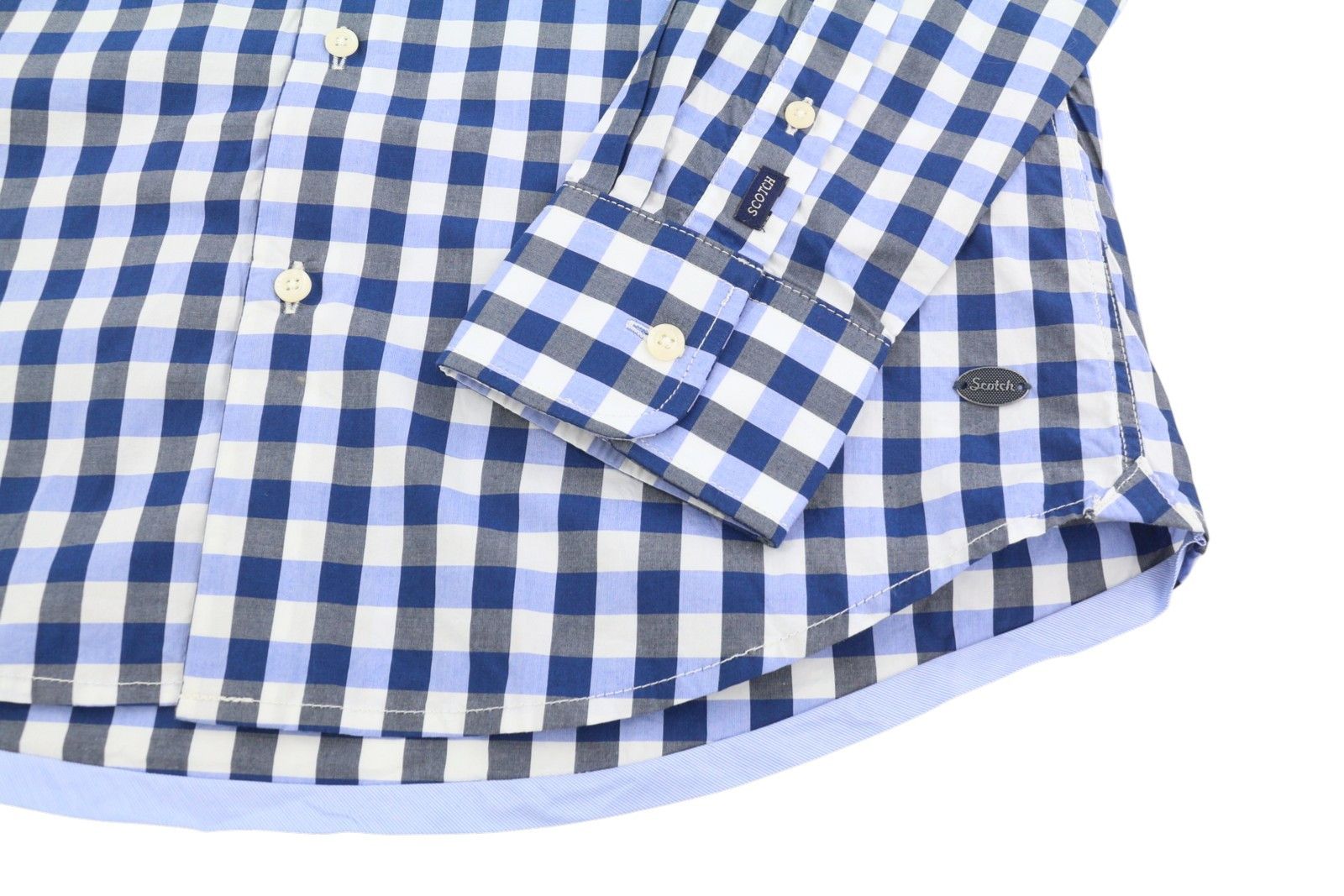 Scotch & Soda M Blue Checked Cutaway Button-Up Long Sleeve Shirt 89051 Size US M / EU 48-50 / 2 - 5 Thumbnail