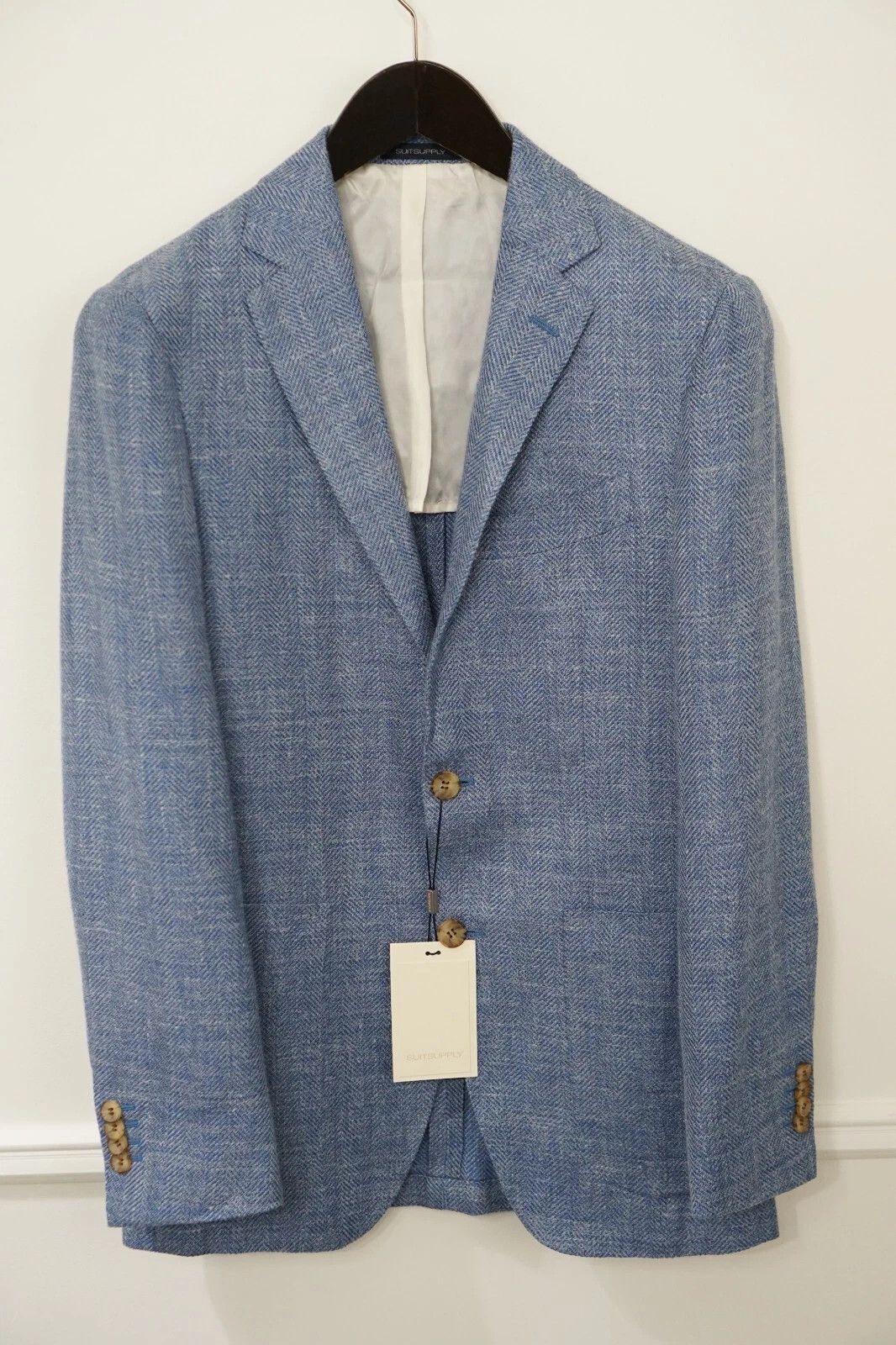 Suitsupply Men Suitsupply Blazer Havana Patch Half Linen Wool Blue US36 Size 36R - 1 Thumbnail