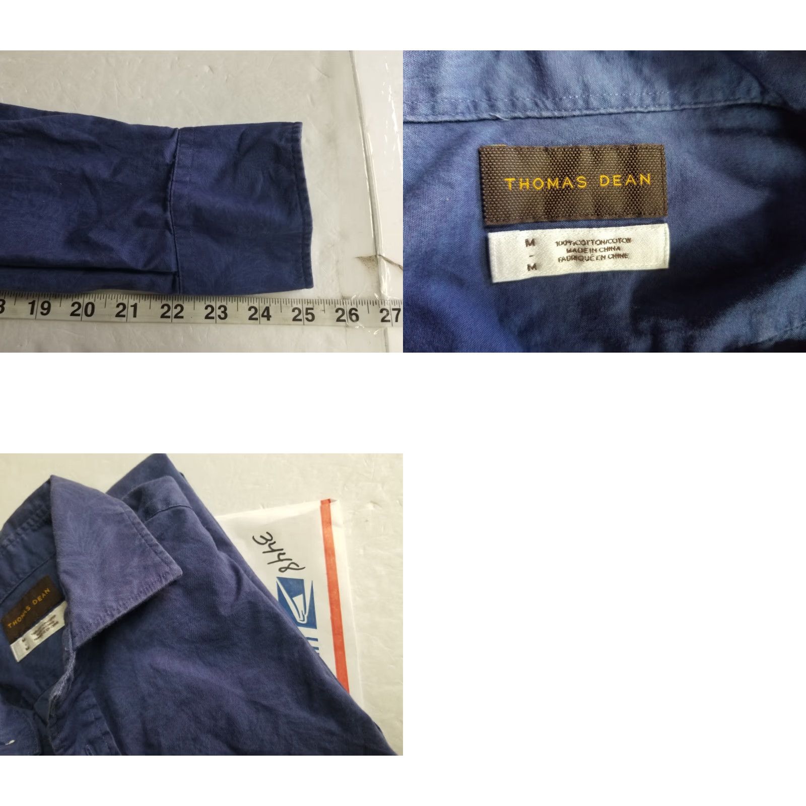 Vintage Thomas Dean & Co. Dress Shirt Mens Size M Blue Long Sleeve Button Up Collared Solid Regular Vintage No Size 40R - 8 Thumbnail
