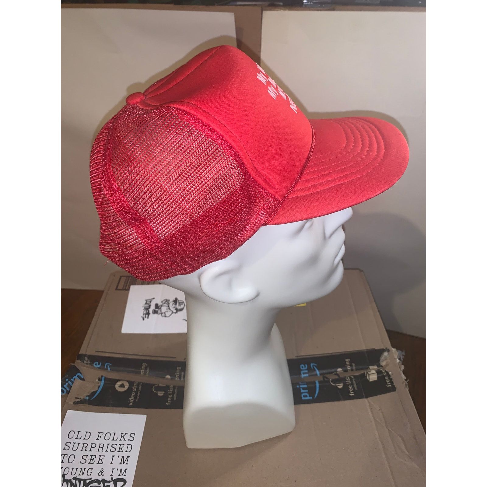 Crown Cap × Vintage My Wife Yes My Dog Maybe My Gun Never Trucker Hat Red USA Size ONE SIZE - 2 Thumbnail