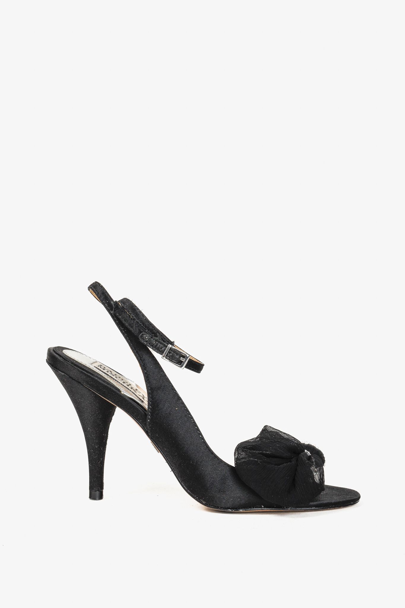 Badgley Mischka Badgley Mischka Dylan Diamante Buckle Black Tie Satin Heel Size US 5.5 / IT 35.5 - 1 Thumbnail