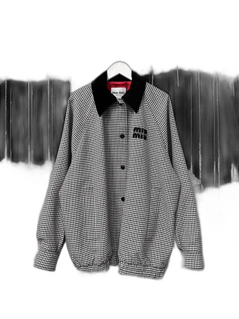 Prada Miumiu Checkered Jacket with Black Collar Size S / US 4 / IT 40 - 1 Thumbnail