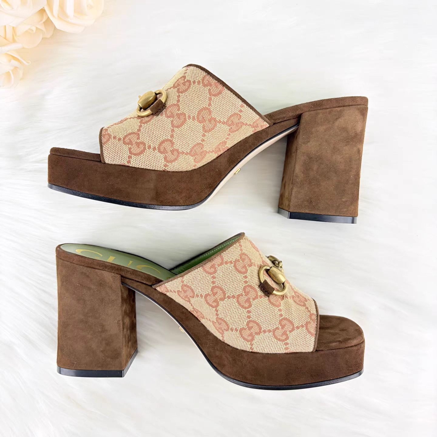 Gucci Gucci GG Monogram Horsebit Block Heel Sandals K15 Size US 6 / IT 36 - 4 Thumbnail