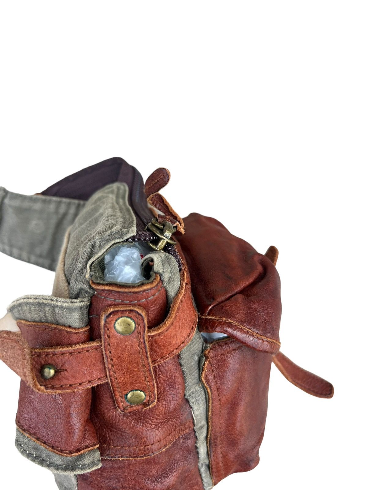 Leather Vintage Tough JeansSmith Military Surplus Patina Leather Bag Size ONE SIZE - 14 Thumbnail