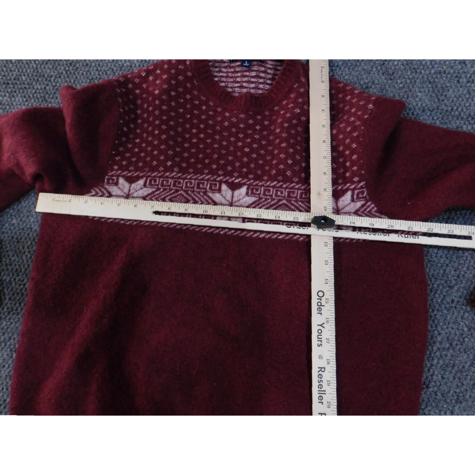 Vintage Crown & Ivy Sweater Mens Large Red Fair Isle Crewneck Pullover Lambswool Nylon Knit Winter Size US L / EU 52-54 / 3 - 4 Thumbnail