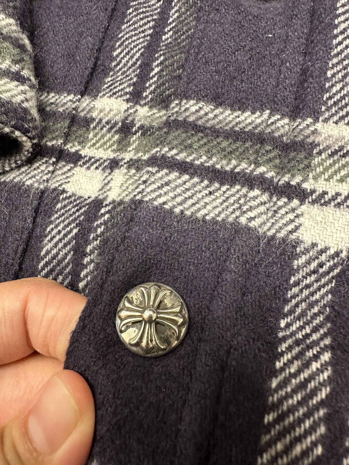 Chrome Hearts 🔥Chrome Hearts Flannel Work Dog Silver button Shirt🔥 Size US XL / EU 56 / 4 - 3 Thumbnail