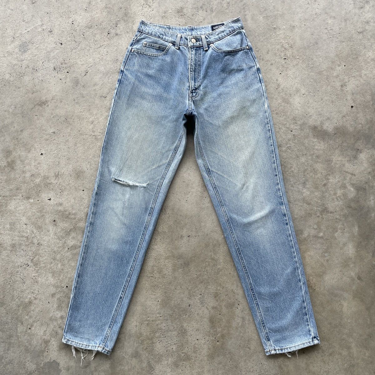image of Distressed Denim x Jean Vintage Japan Wood Duck Faded Denim Distressed Jeans Pants in Faded Blue (S