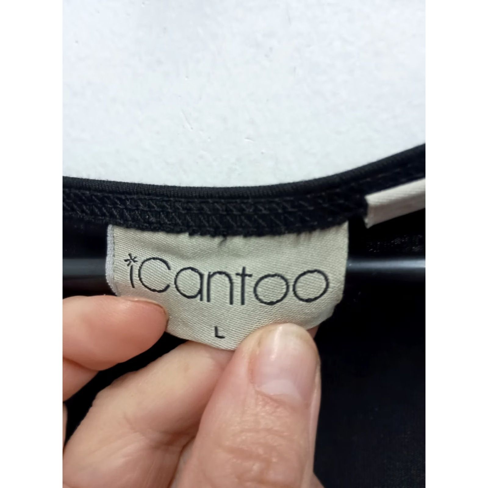 Vintage ICantoo Womens Shirt Dress Large Black Minimalist Capsule Midi Cap Sleeve Size L / US 10 / IT 46 - 5 Thumbnail