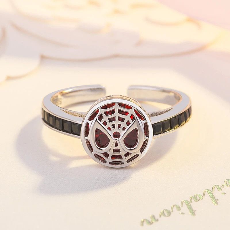 Jewelry Red Crystal Spider Web Open Ring Size ONE SIZE - 2 Thumbnail