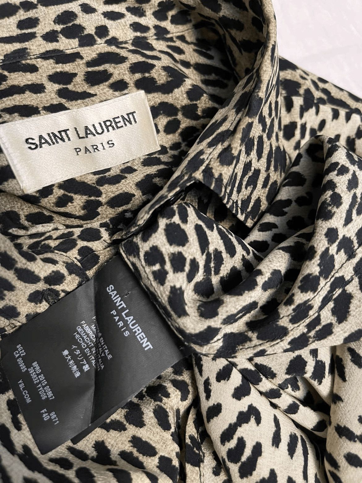 Saint Laurent Paris Sz 40 Saint Laurent Paris Leopard Shirt Size US L / EU 52-54 / 3 - 3 Thumbnail