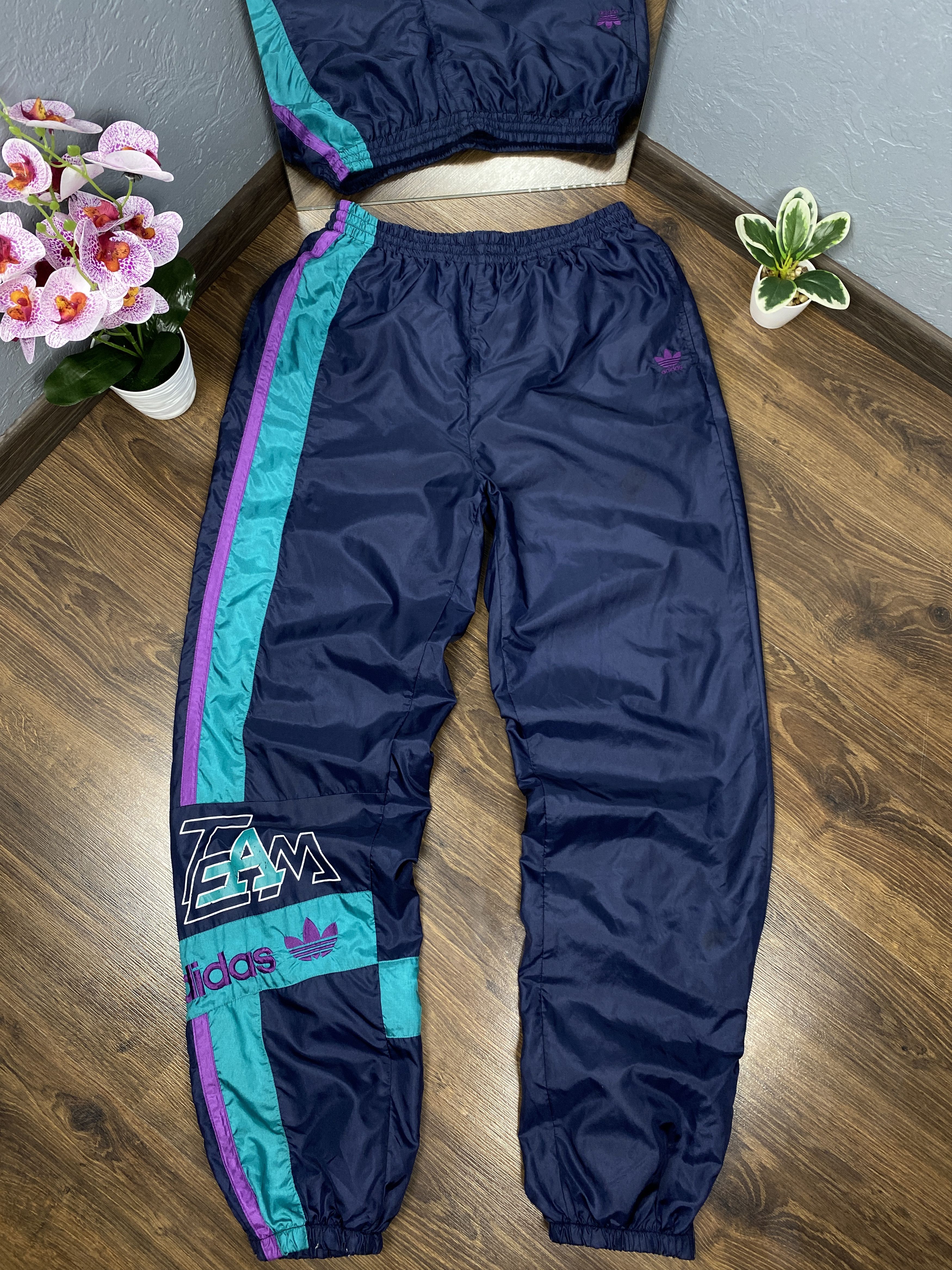 Adidas × Vintage Adidas Team vintage baggy parachute nylon track pants y2k Size US 34 / EU 50 - 1 Thumbnail