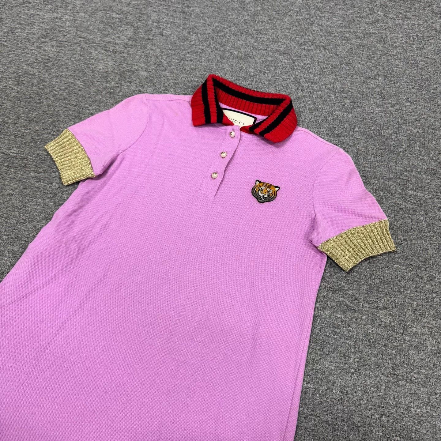 Gucci Gucci Tiger Head Ribbed Cuffs Polo Tee S Mint Size S / US 4 / IT 40 - 3 Thumbnail