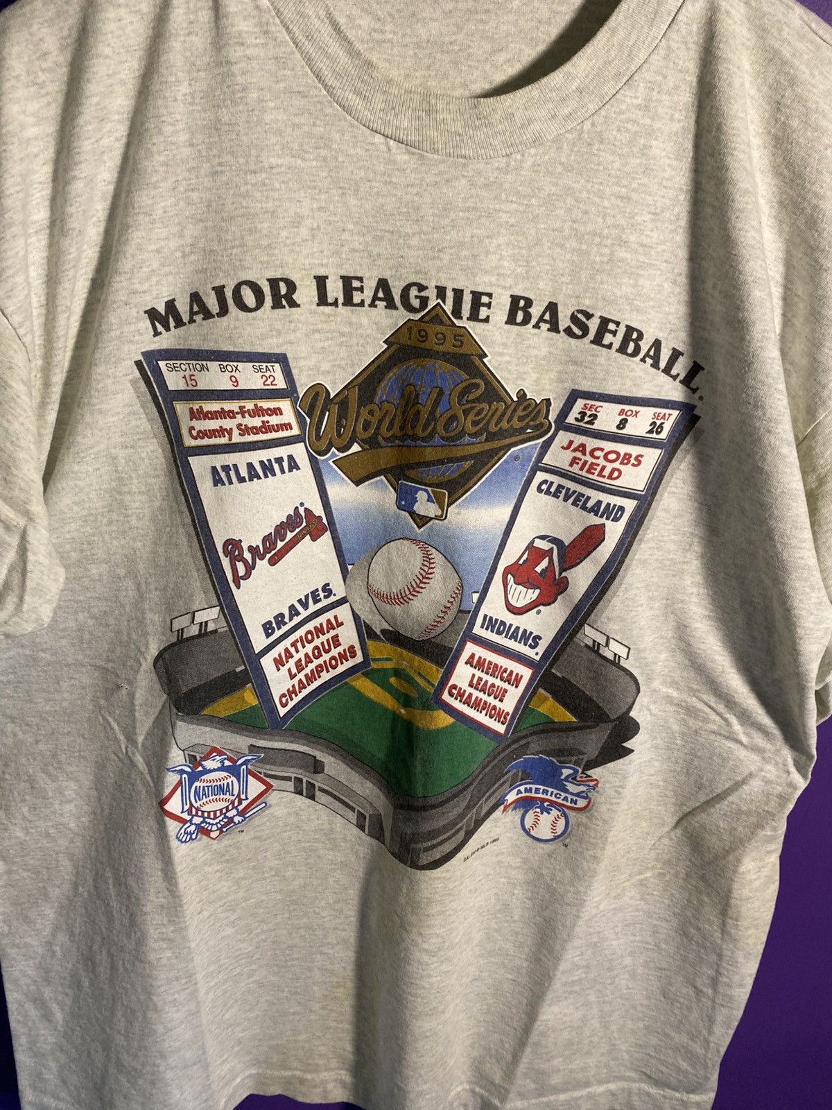 MLB × Salem Sportswear × Vintage Vintage 1995 Salem Braves vs Indians World Series t-shirt Size US XL / EU 56 / 4 - 3 Thumbnail
