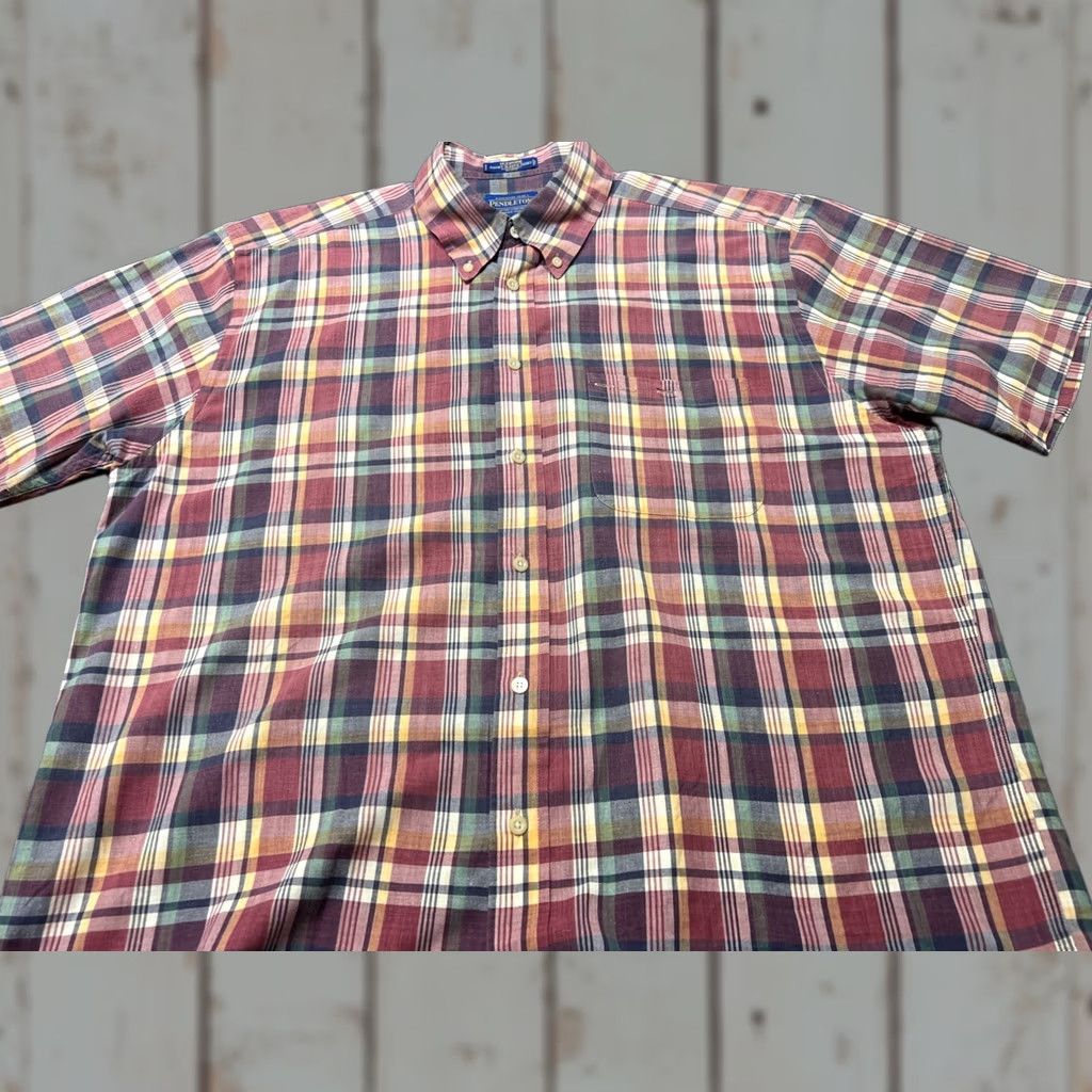 Pendleton Pendleton Shirt Short Sleeve Men XL Rust Green Plaid Button-Down Button-Up 100% Cotton Multicolor Size US XL / EU 56 / 4 - 1 Thumbnail