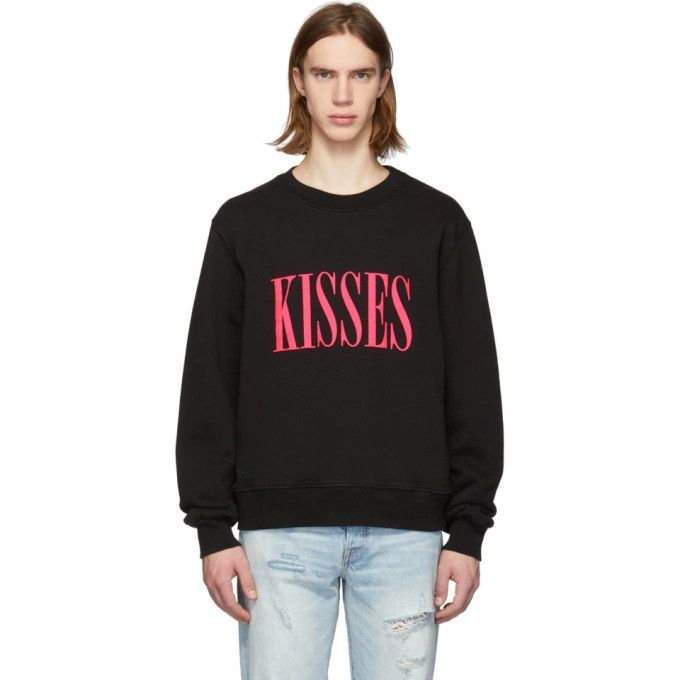Amiri Amiri Black and Pink Kisses Crew Sweatshirt Size L Size US L / EU 52-54 / 3 - 1 Thumbnail