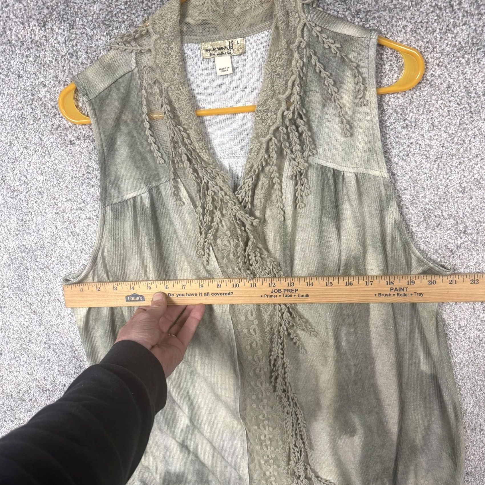Vintage Boho Duster Kimono Green Lace Fringe Festival Layering Forest Fairy L Women Size L / US 10 / IT 46 - 2 Thumbnail