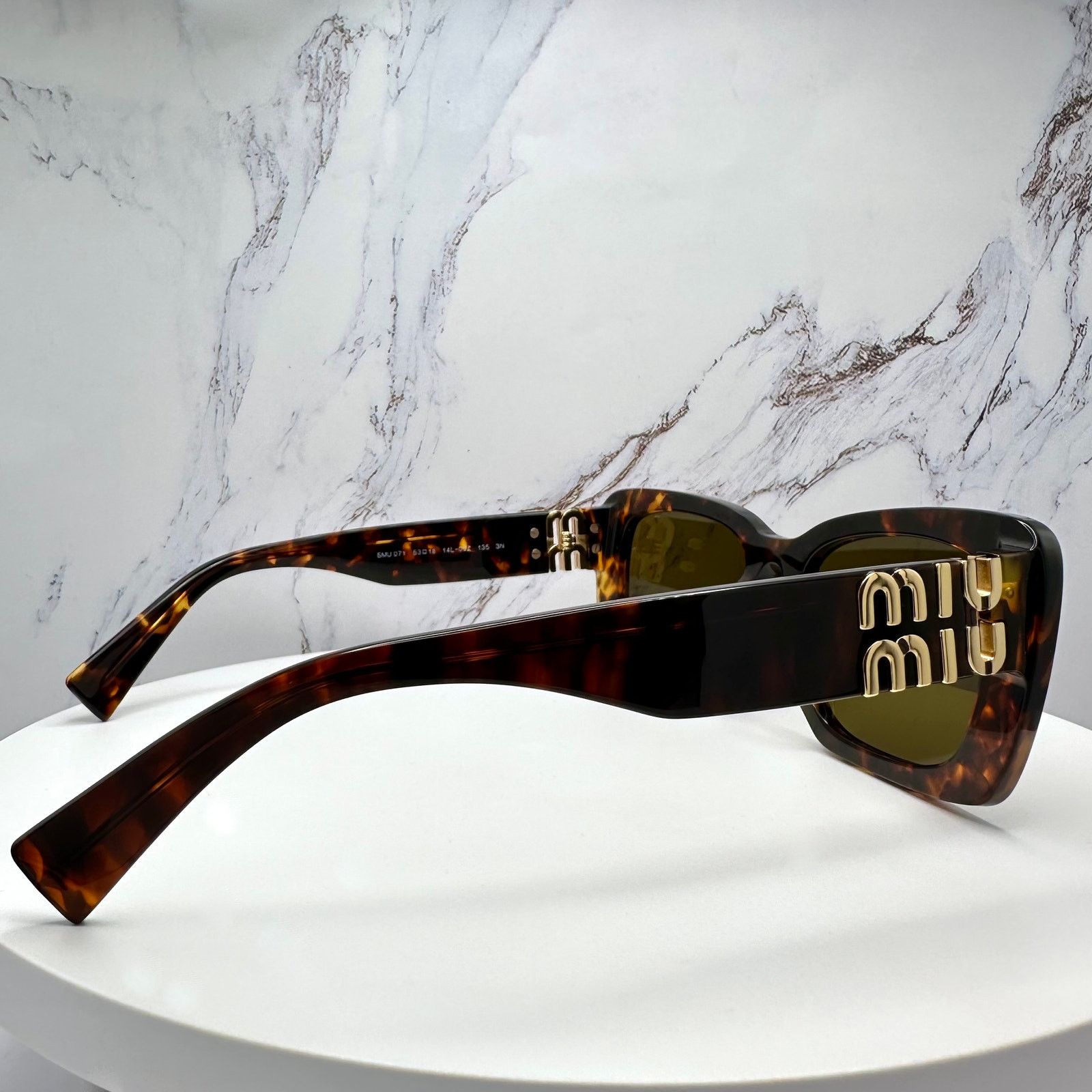 Miu Miu New MIU MIU Sunglasses Brown Tortoise Gold Metal Logo Size ONE SIZE - 16 Thumbnail