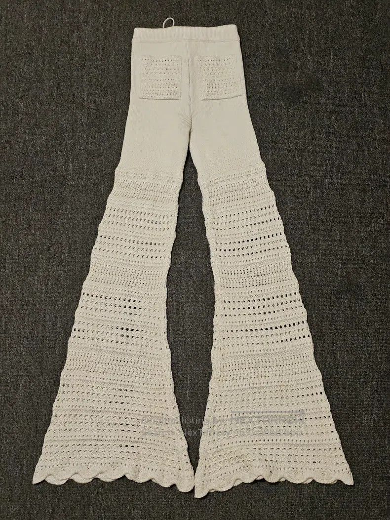 Amiri Amiri size XS Women's Knitted Flared Pants in Beige Size 23" - 3 Thumbnail
