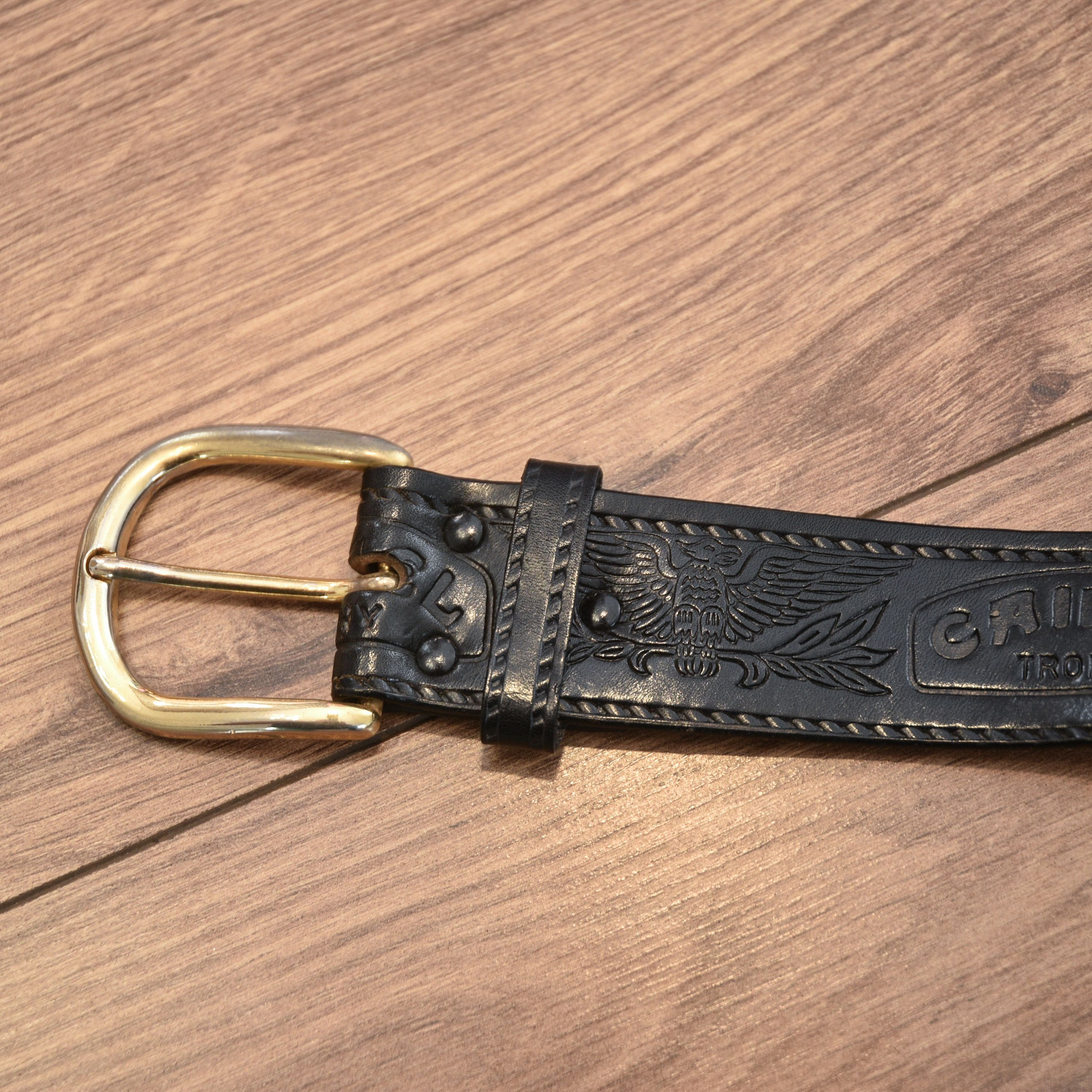 Camel Vintage 90s Black Camel Trophy Leather Belt Western Cowboy Size ONE SIZE - 3 Thumbnail