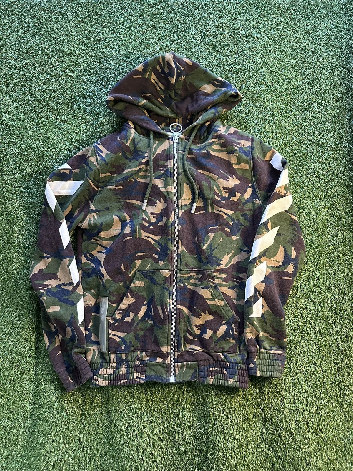 Off-White Off-White Green Camouflage Cotton Zip-Up XXS Size US XXS / EU 40 - 2 Thumbnail